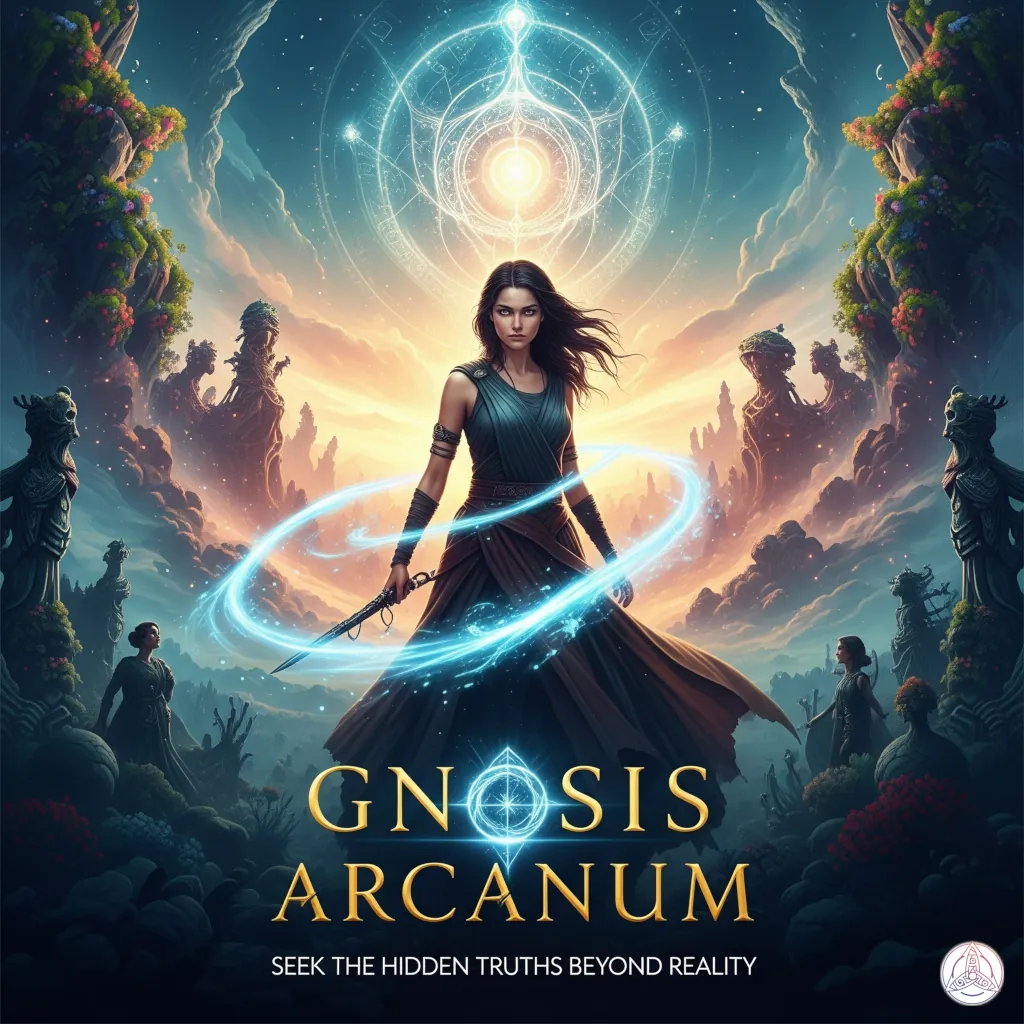 Gnosis Arcanum girl holding sword gateway to knowledge and reality 